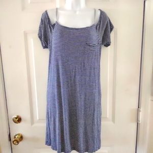 Bailey/44 Blue Gray Striped Could Shoulder Women's Dress. Size L